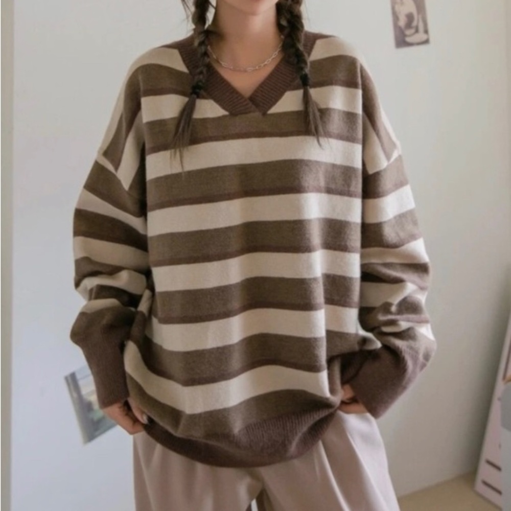 COPY - Warm Brown stripped Dazy sweater